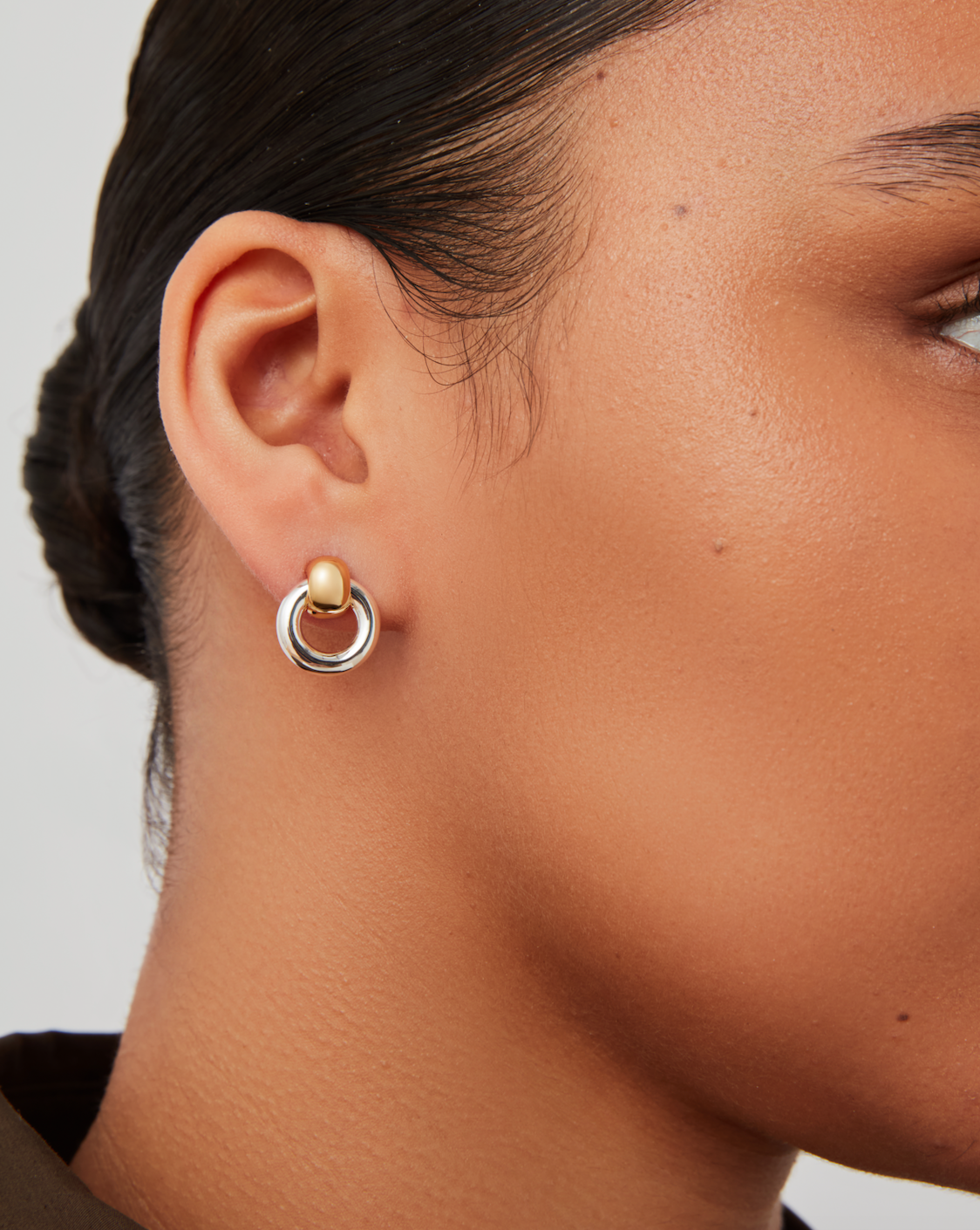two tone statement earring