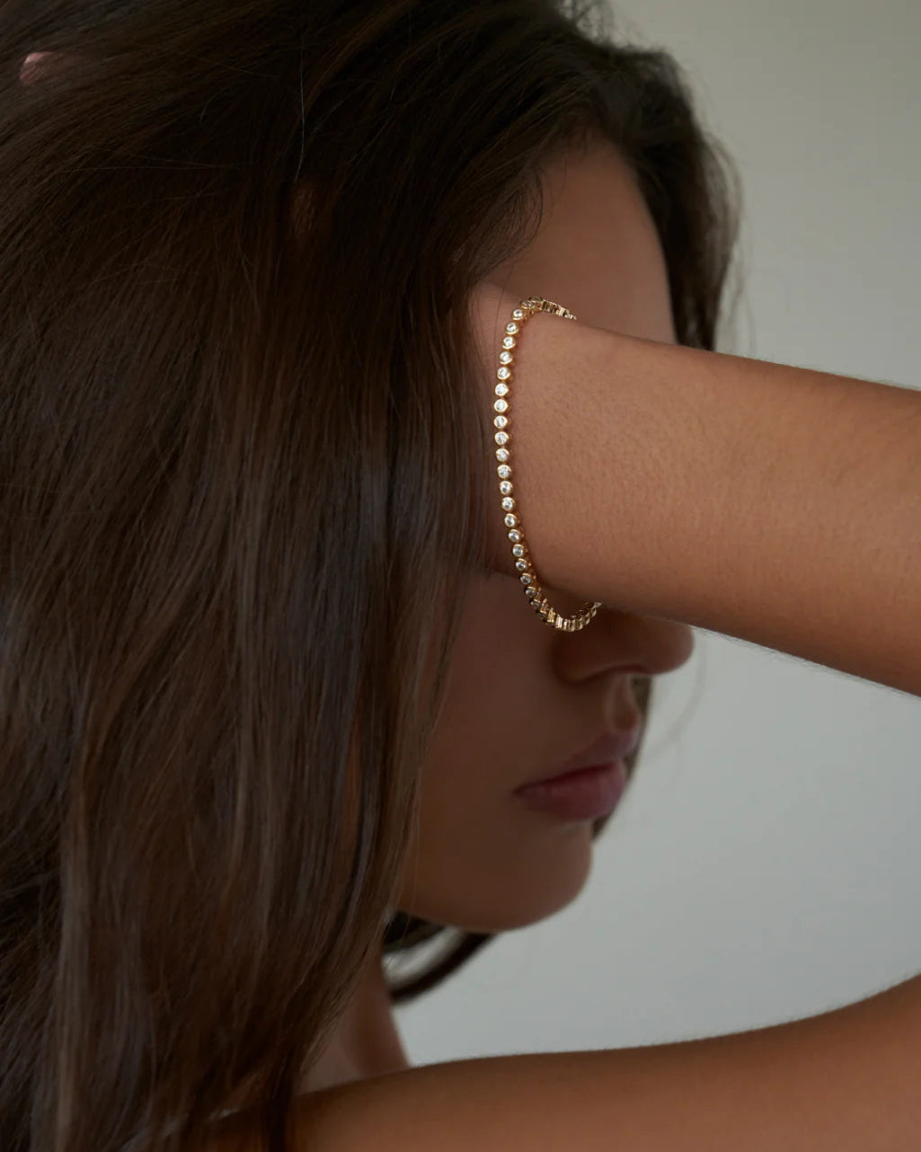 gold round diamond tennis bracelet