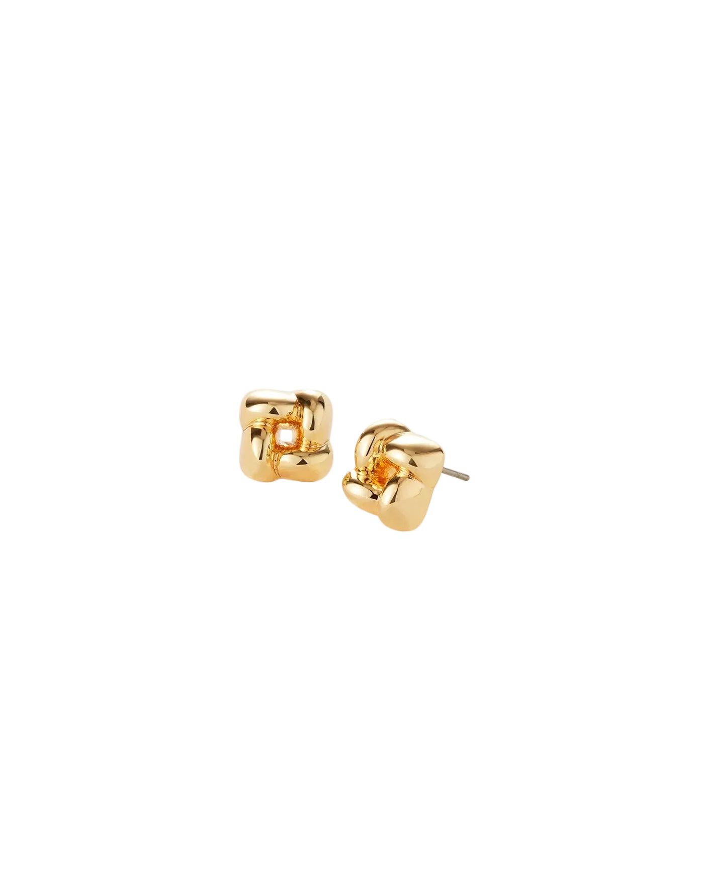 mini gold woven square earring