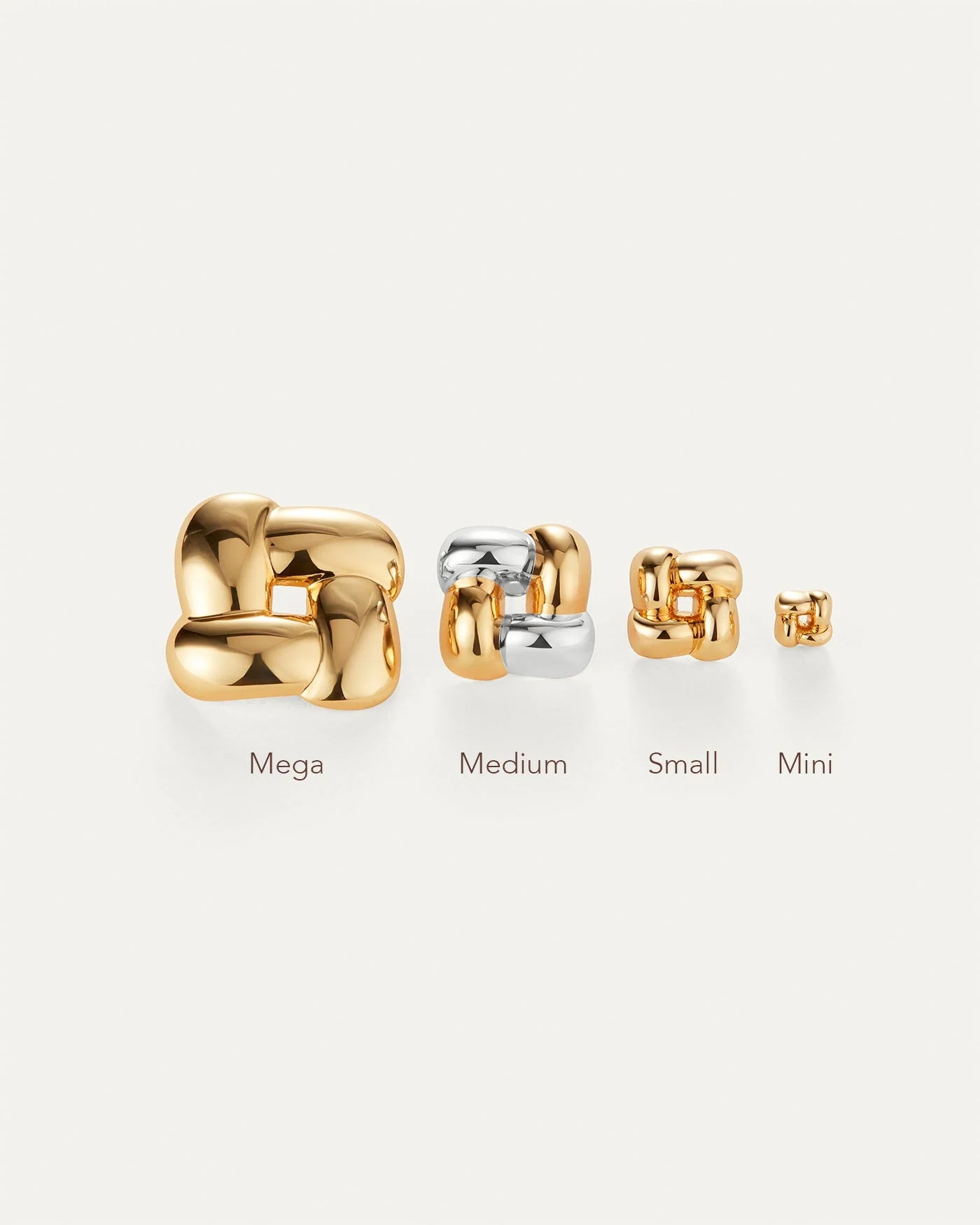mini gold woven square earring