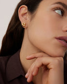 mini gold woven square earring
