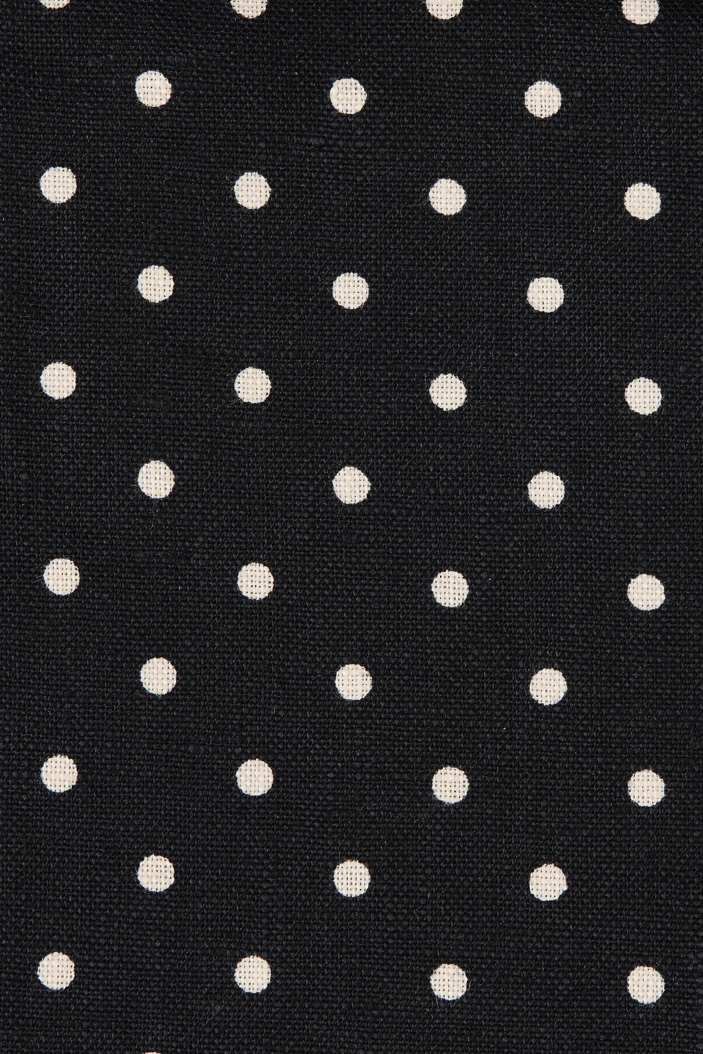 black maxi dress with cream polka dots