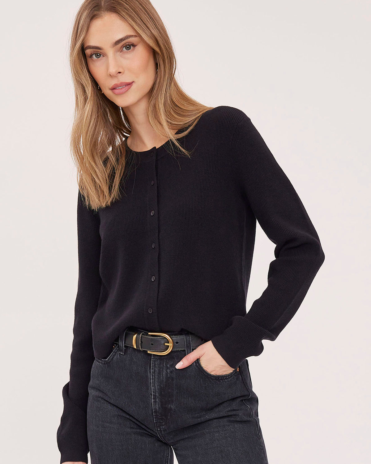 black button cardigan