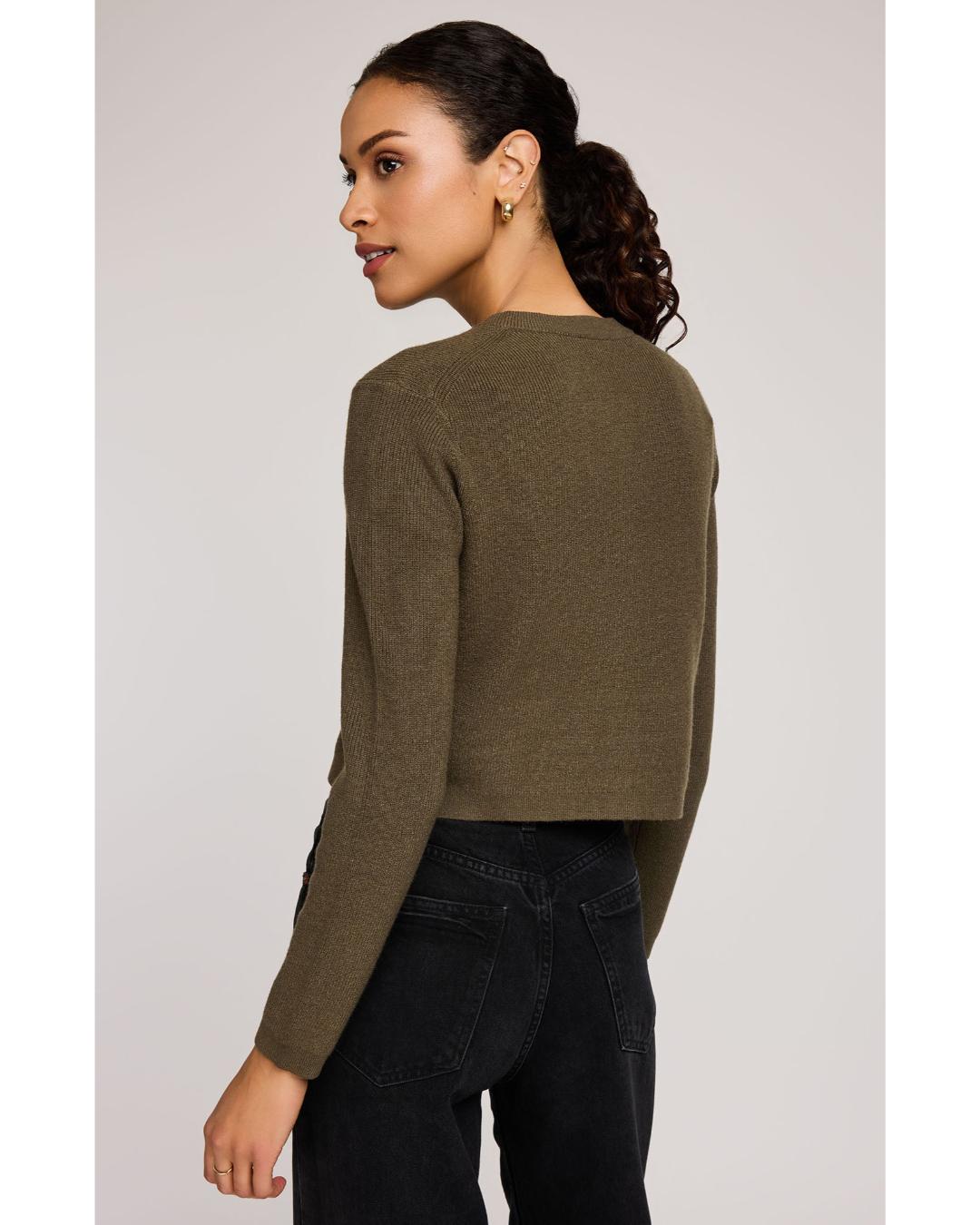 olive green crop cardigan
