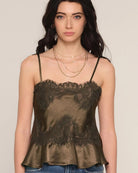brown cami tank with lace 