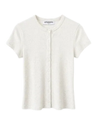 button top ribbed t-shirt in a light beige