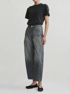 barrel denim pant in grey