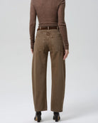 brown curve leg denim pant