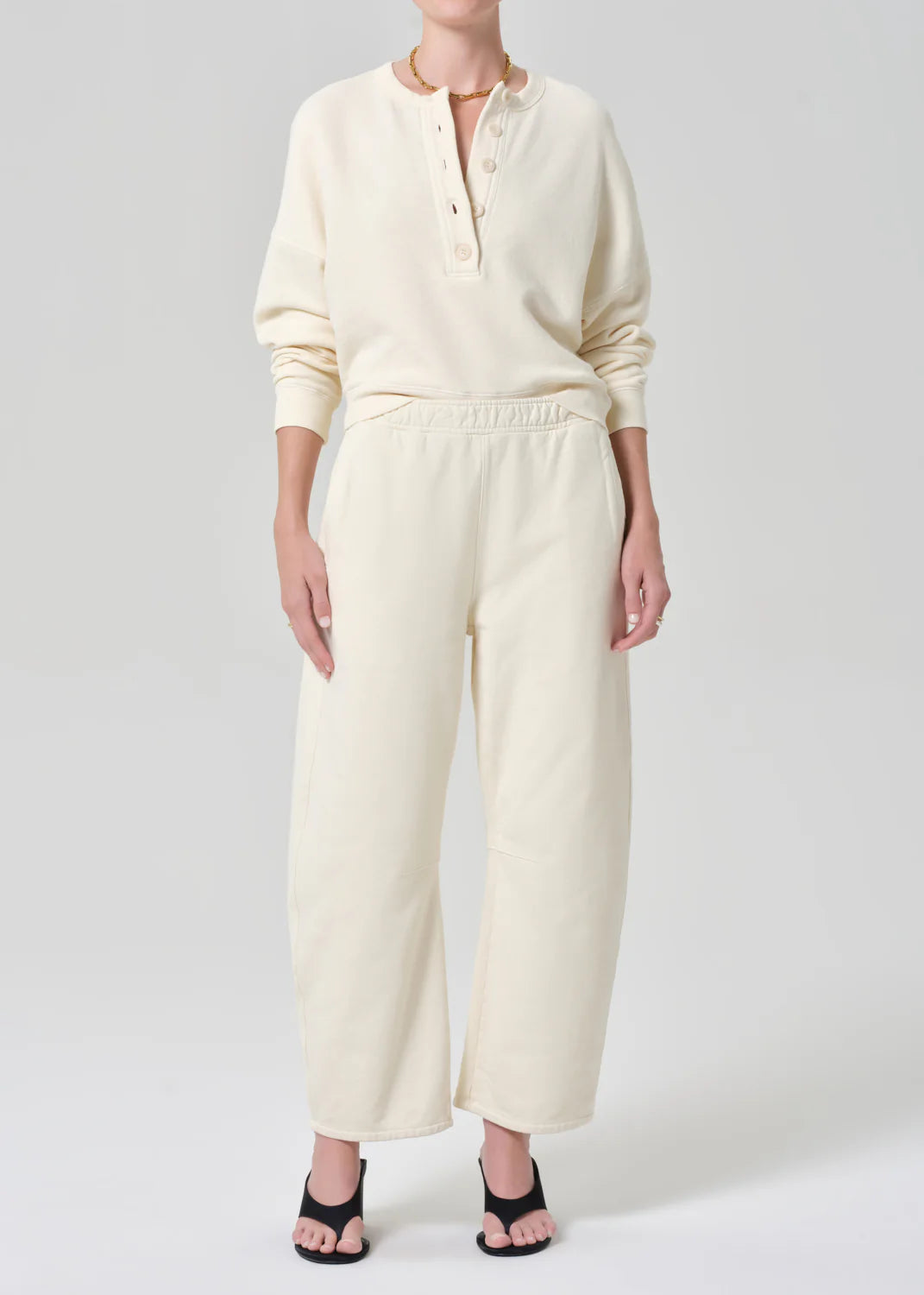 tapered cream sweatpant