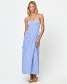 midi dress in blue gingham