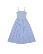 midi dress in blue gingham