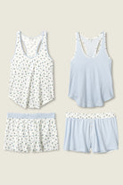tank top and short pj set in white and blue