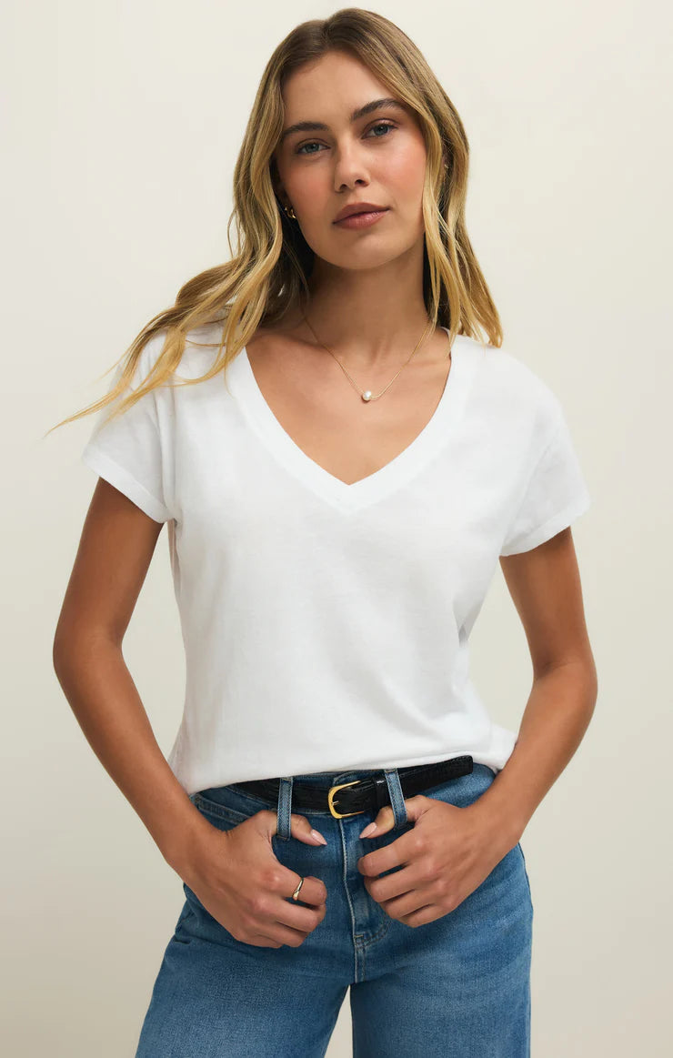 basic v-neck tee in white