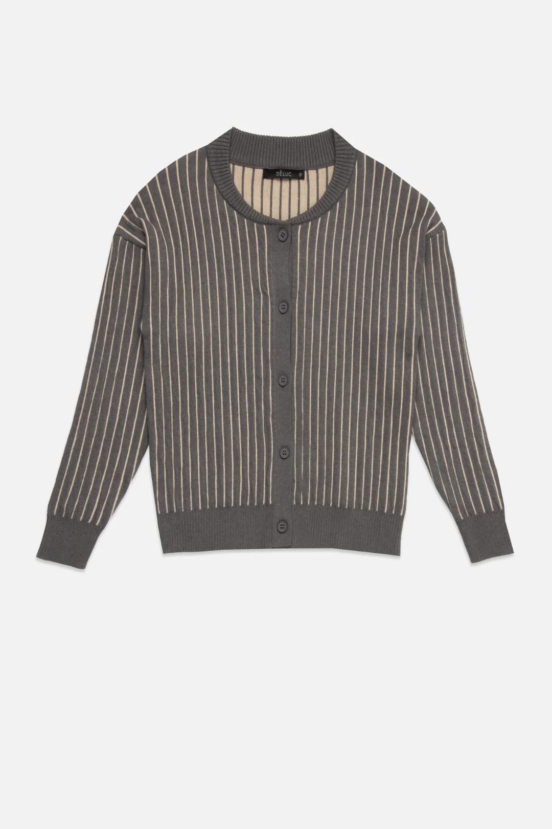cardigan in grey and ecru