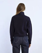 Molly Bracken Chunky Turtleneck Sweater in Navy Blue