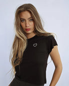 Molly Bracken T-Shirt wit Beaded Heart in Black