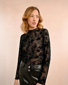 Molly Bracken Velvet Floral Sweater