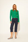 green cable knit cardigan
