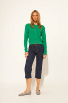 green cable knit cardigan