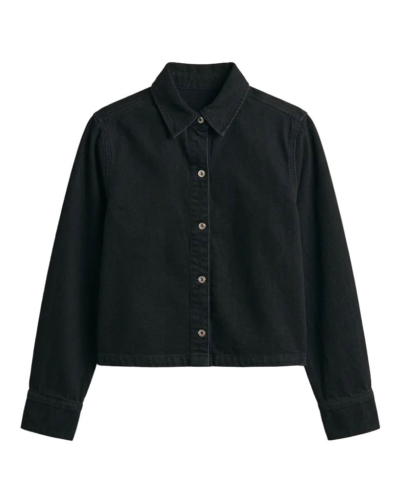 button up dark navy shirt with a collar