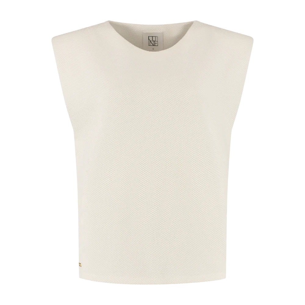 white tank top with padded shoulders