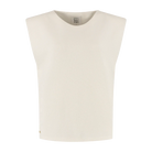 white tank top with padded shoulders