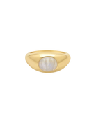 chunky gold ring with moonstone in the middle