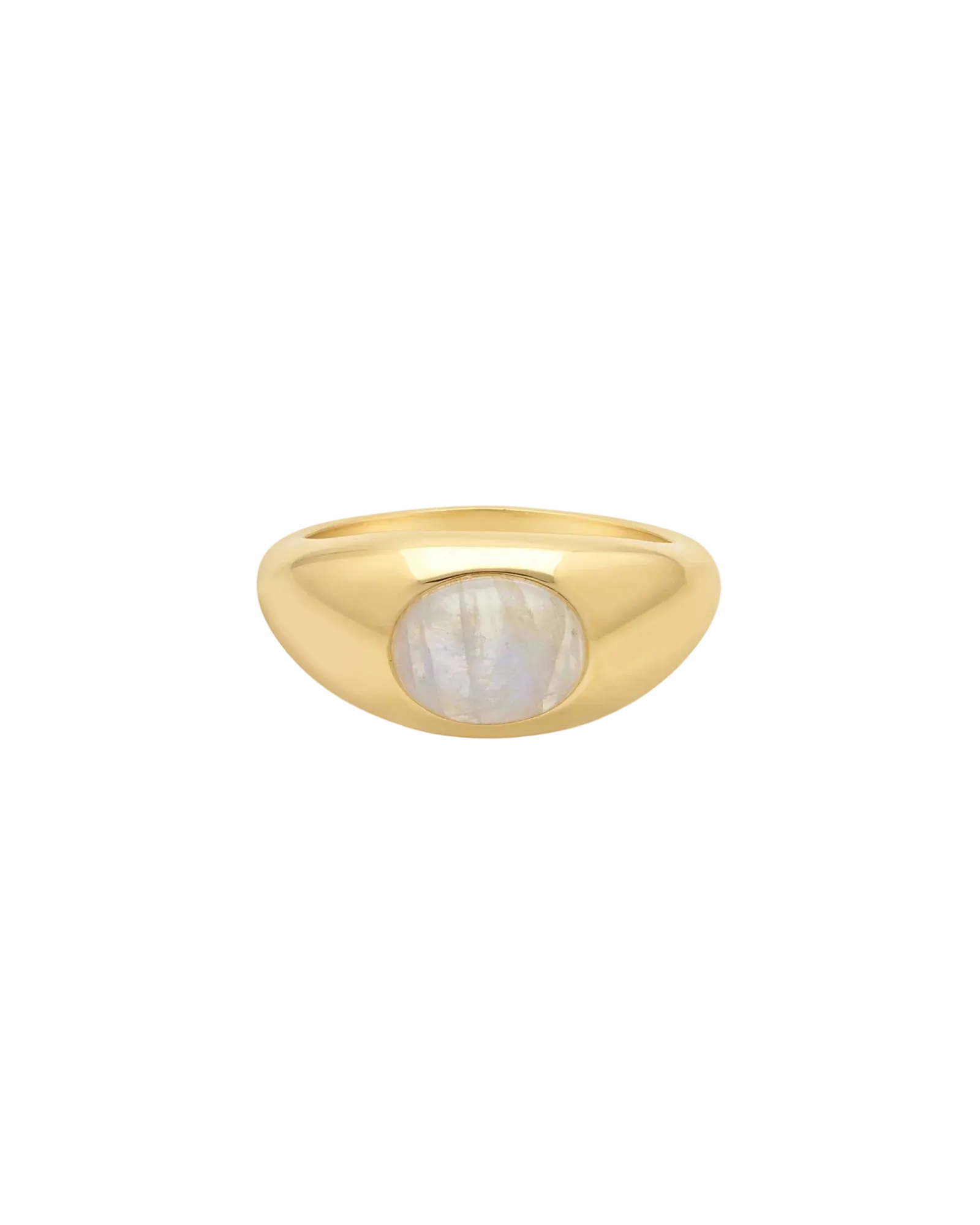 chunky gold ring with moonstone in the middle