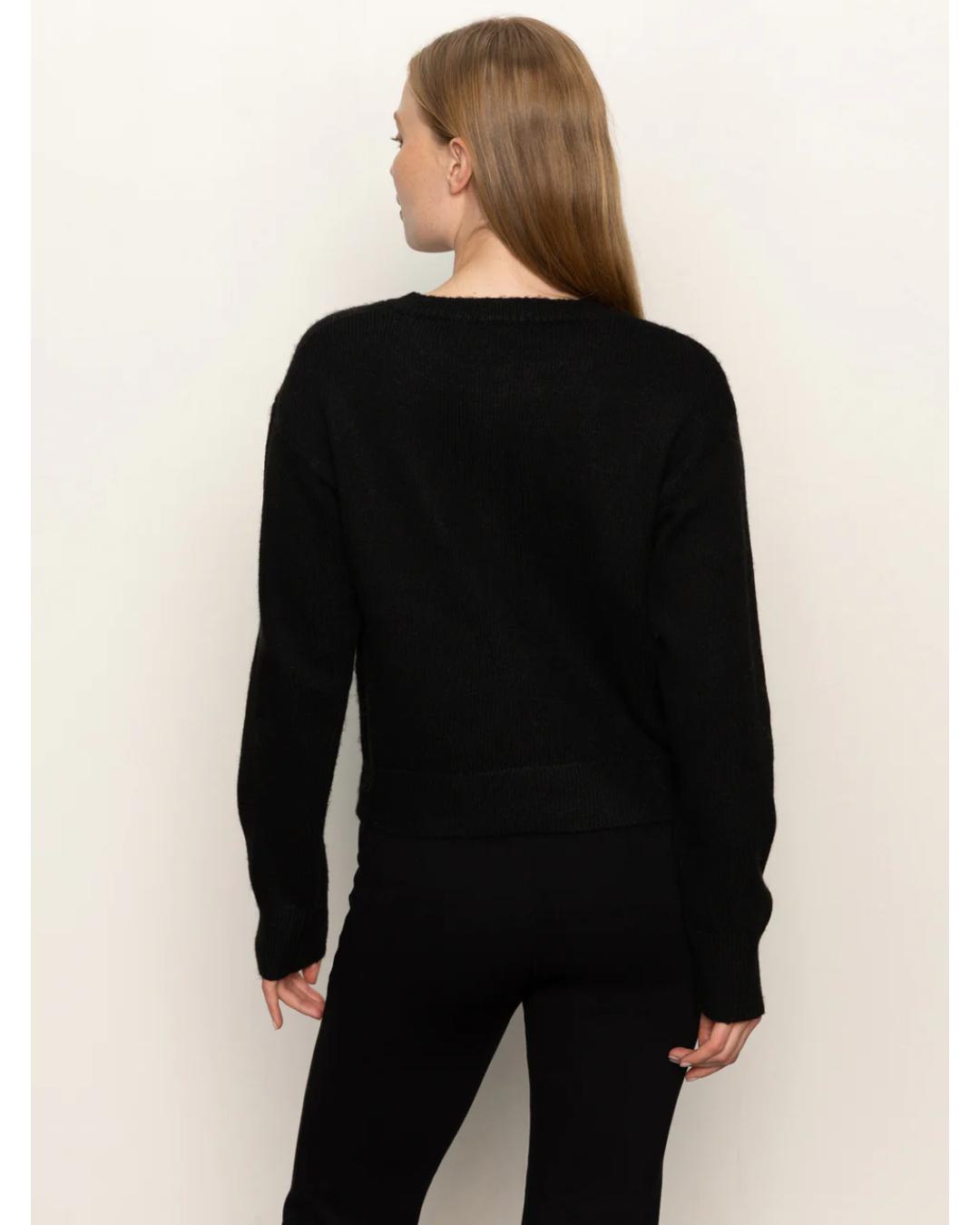 black knit cardigan