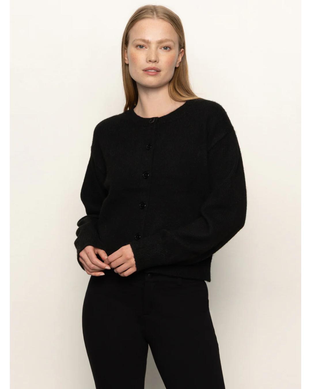 black knit cardigan