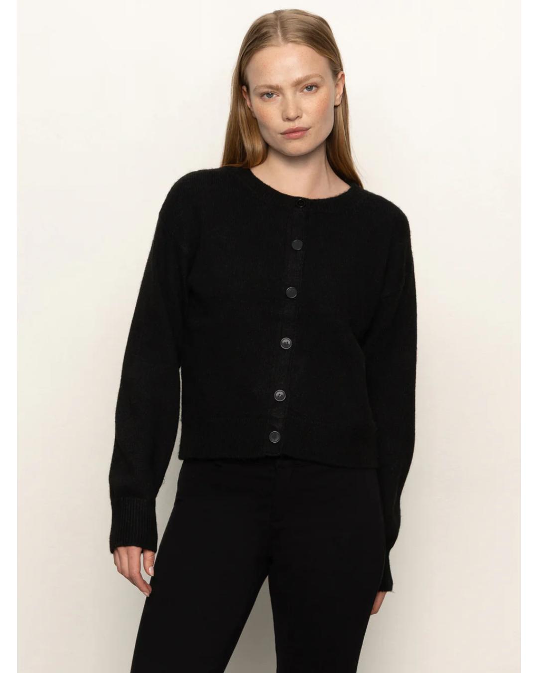 black knit cardigan