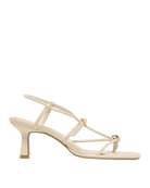 cream leather strappy low heel