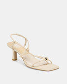 cream leather strappy low heel