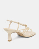 cream leather strappy low heel
