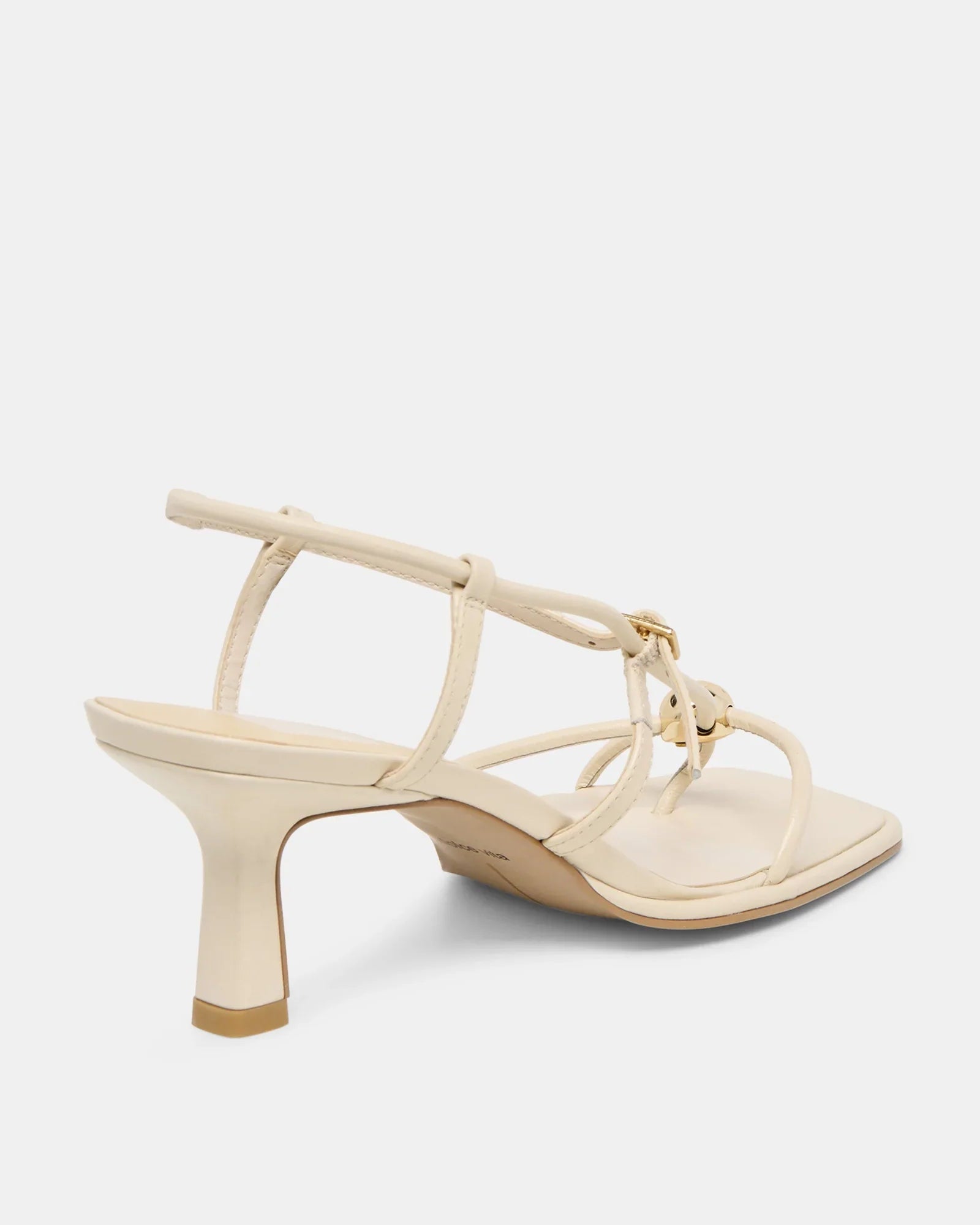 cream leather strappy low heel