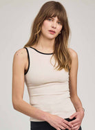 beige tank top with a black outline