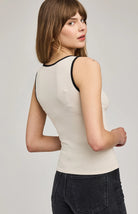 beige tank top with a black outline