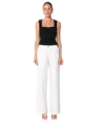white wide leg pant with low pockets