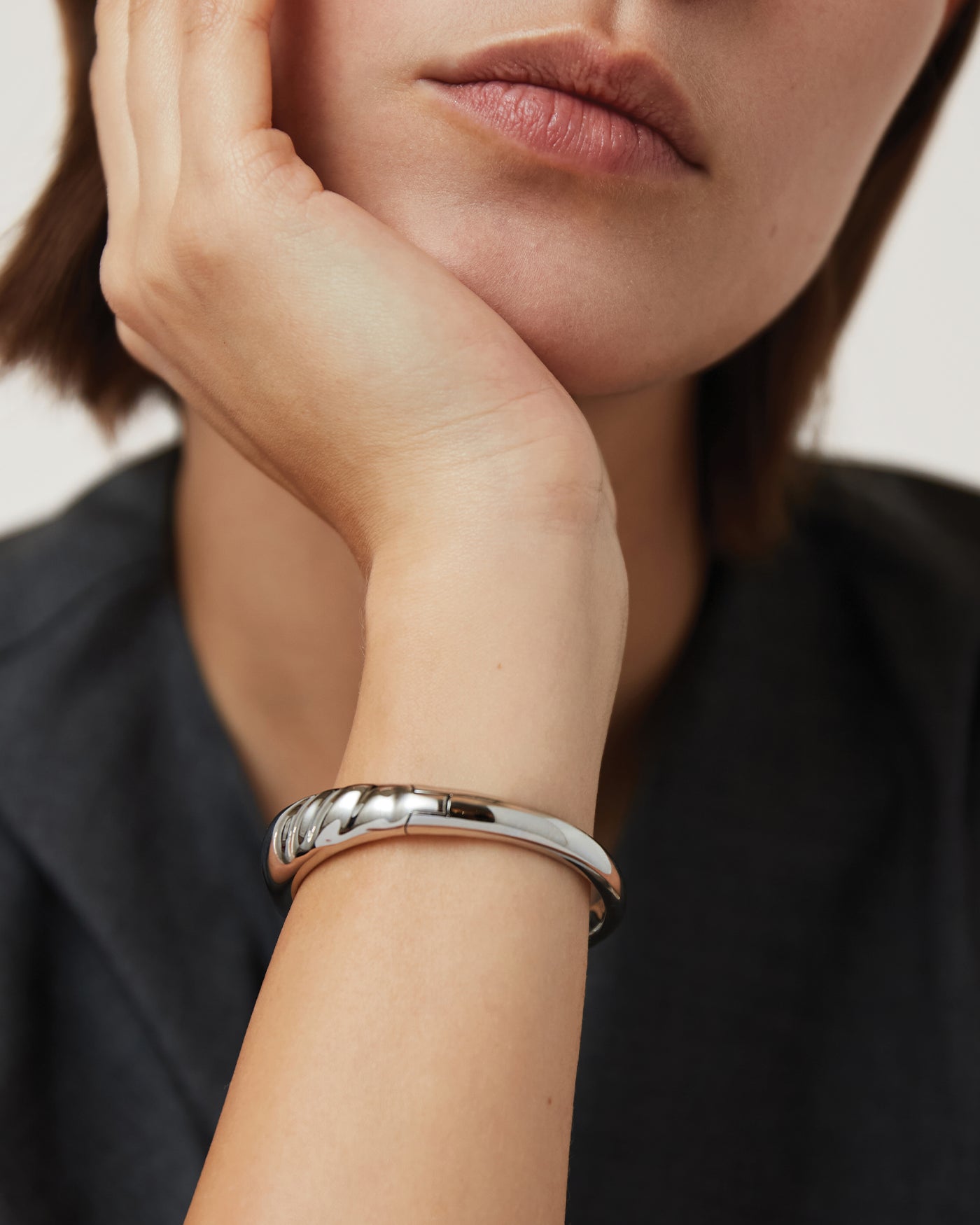statement chunky silver bangle