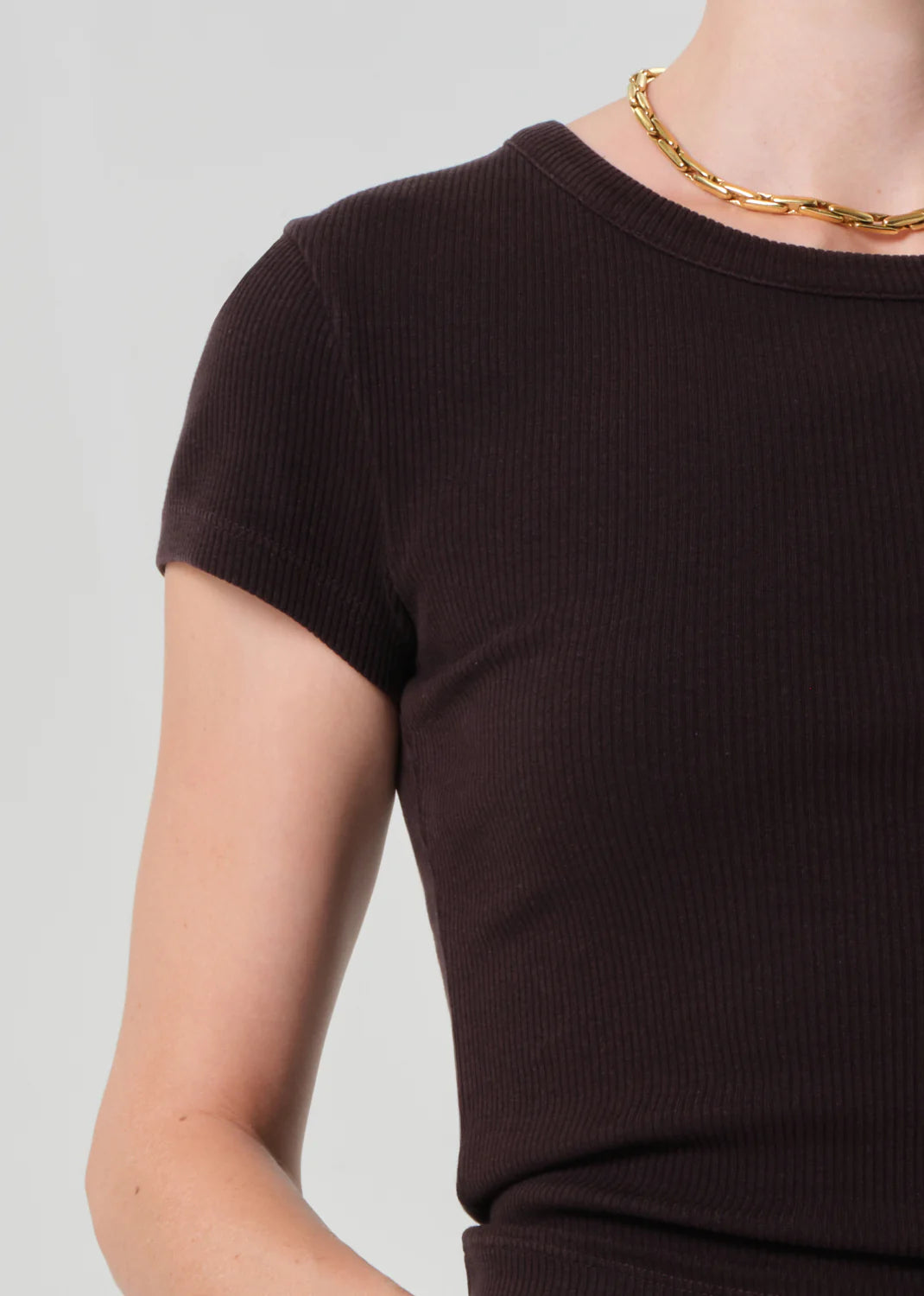 short sleeve ribbed brown t-shirt