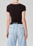 short sleeve ribbed brown t-shirt