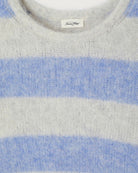 crop stripe sweater in grey and blue