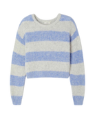 crop stripe sweater in grey and blue
