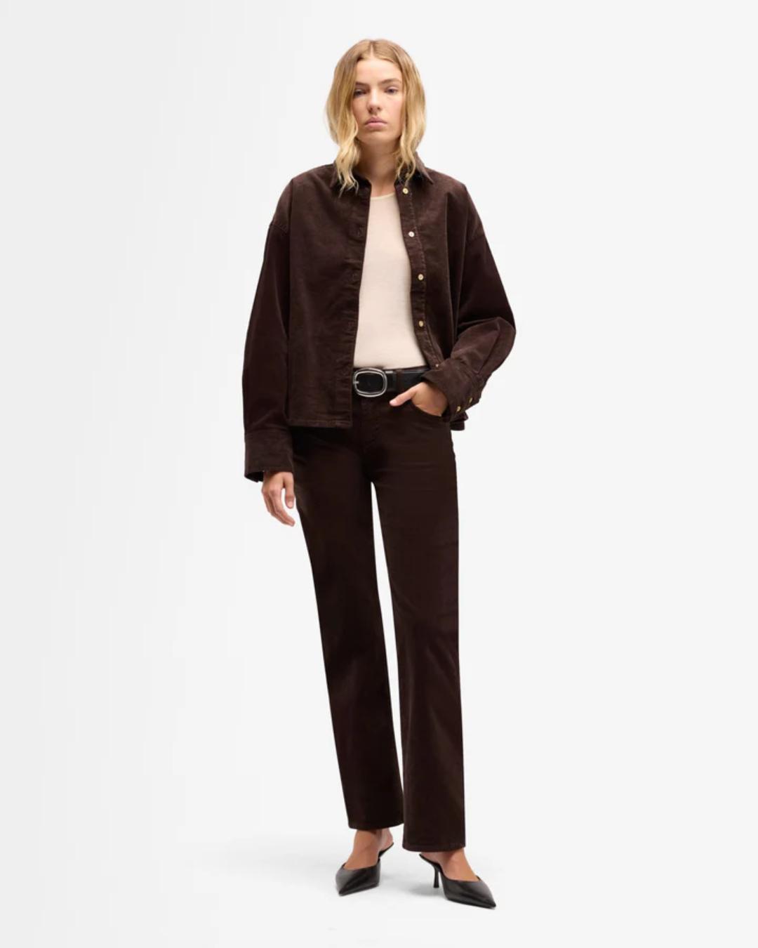 brown corduroy button up shirt