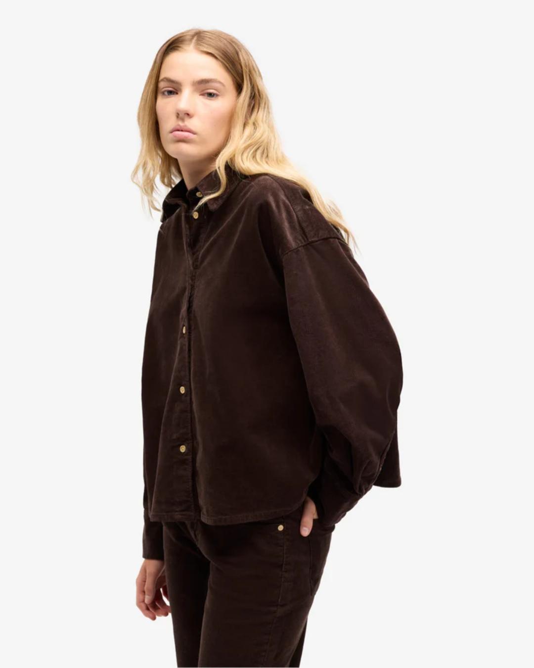brown corduroy button up shirt