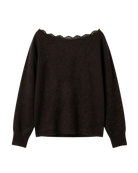 brown knit off the shoulder sweater