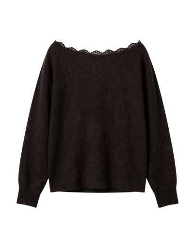 brown knit off the shoulder sweater