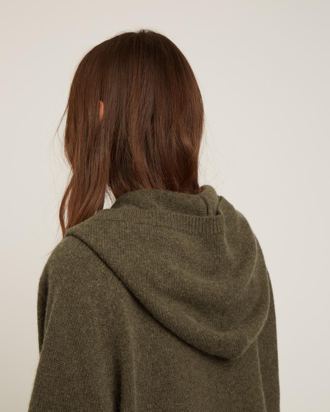 knit zip up hoodie in green