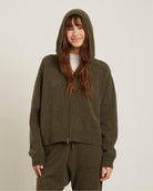 knit zip up hoodie in green