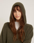 knit zip up hoodie in green